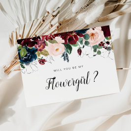 tarjeta burgundy floral ¿serás mi dama de flores