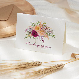 Tarjeta Burgundy Peach Peony Floral Bouquet Sympathy