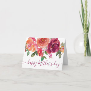 Tarjeta Burgundy y floral acuarela melocotón