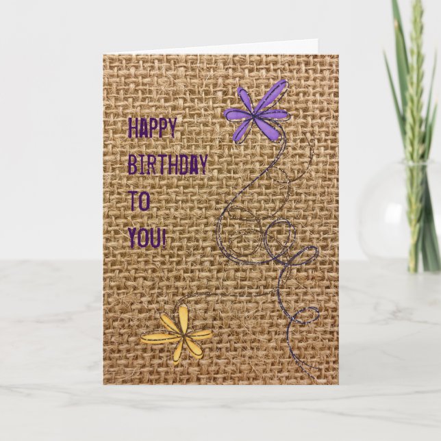 Tarjeta Burlap Birthday (Anverso)