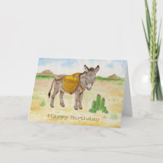 Tarjeta Burro con notecard del cumpleaños de la cesta