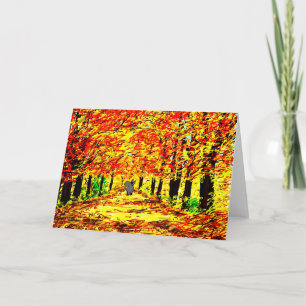 Tarjeta burro en otoño