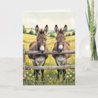 Burros de cumpleaños detrás de una cerca