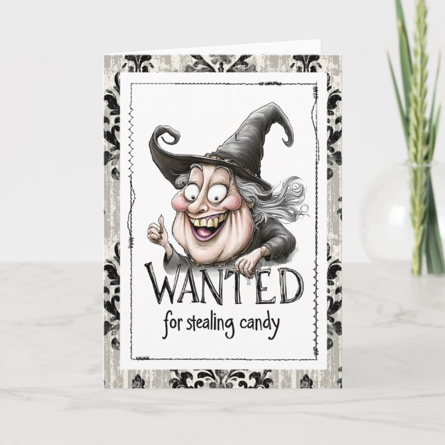 Tarjeta Buscada por Robar Dulces Bruja (Anverso)
