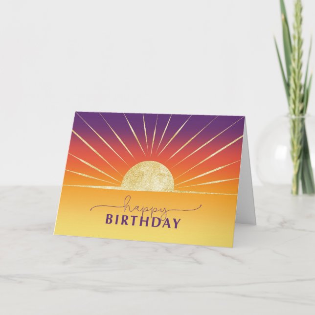 Tarjeta Business Birday Colorful Sunrise Gold Look (Anverso)