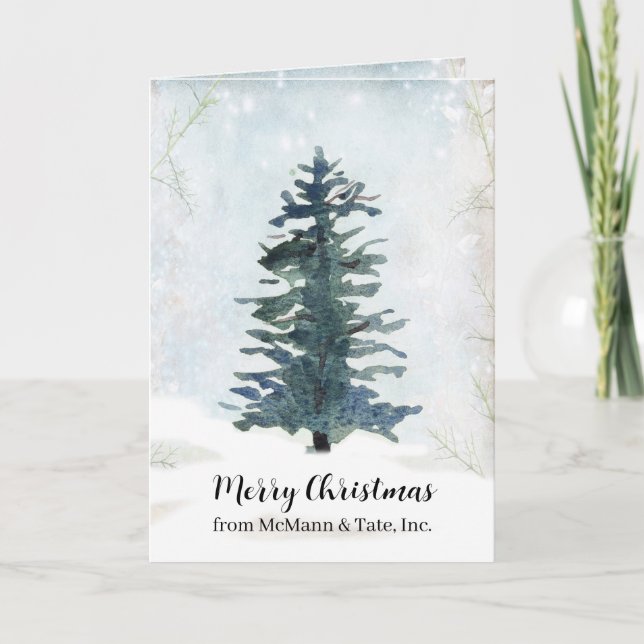 Tarjeta Business Christmas Tree Winter Snow Frost Custom (Anverso)