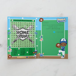 Tarjeta Búsqueda de palabras de béisbol de chicos Brown Fe