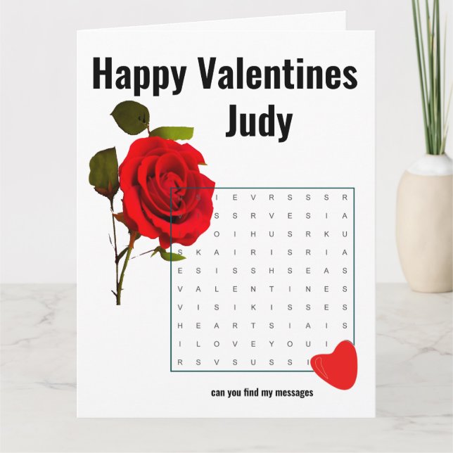 Tarjeta Búsqueda de palabras del día de San Valentín (Anverso)