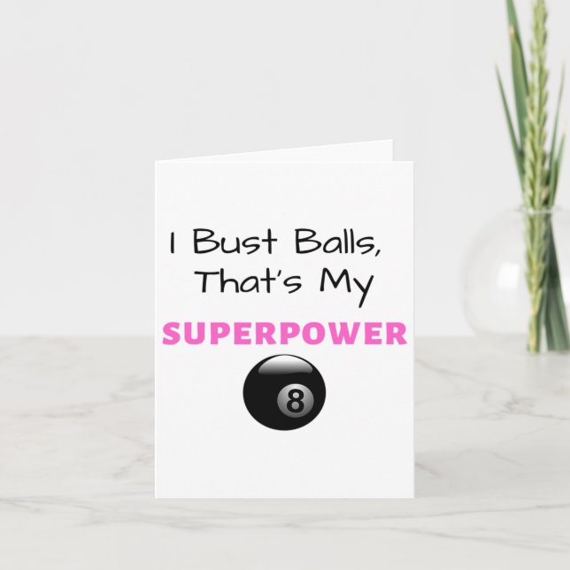 Tarjeta Bust Superpower Billiards Pool 8ll 9ll Regalo (Anverso)