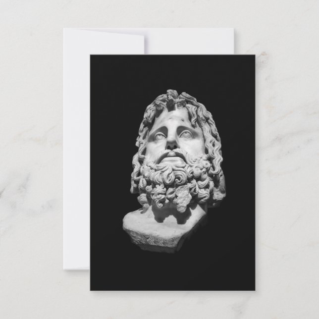 Tarjeta Busto de mármol grecorromano clásico en blanco y n (Anverso)