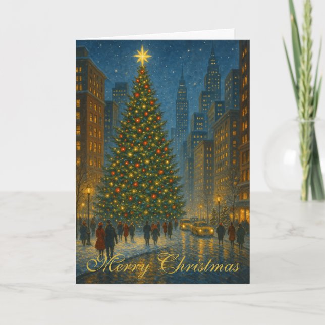 Tarjeta Busy City Christmas Elegant Custom Greeting (Anverso)