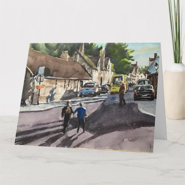 Tarjeta Busy Street Scene Bruges Watercolor (Anverso)