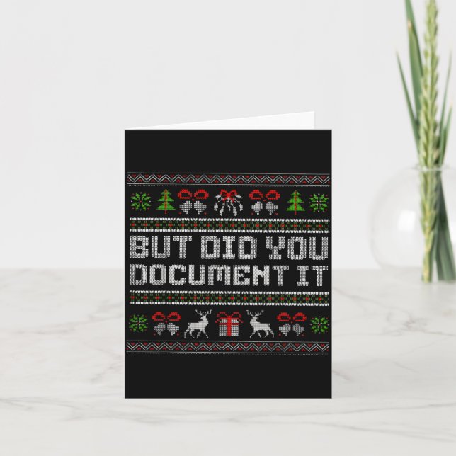 Tarjeta But Did You Doent It Funny Office Christmas Ugly  (Anverso)