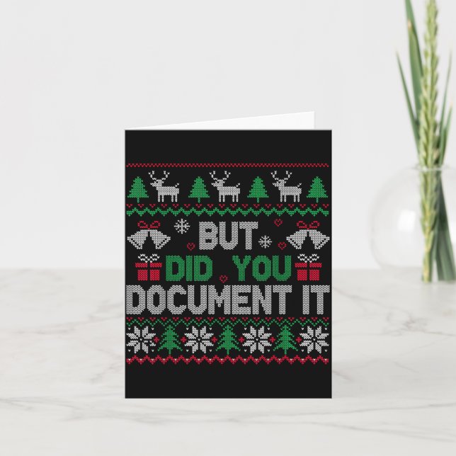 Tarjeta But Did You Doent It Funny Office Christmas Ugly S (Anverso)