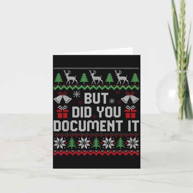 Tarjeta But Did You Doent It Funny Office Christmas Ugly S (Anverso)
