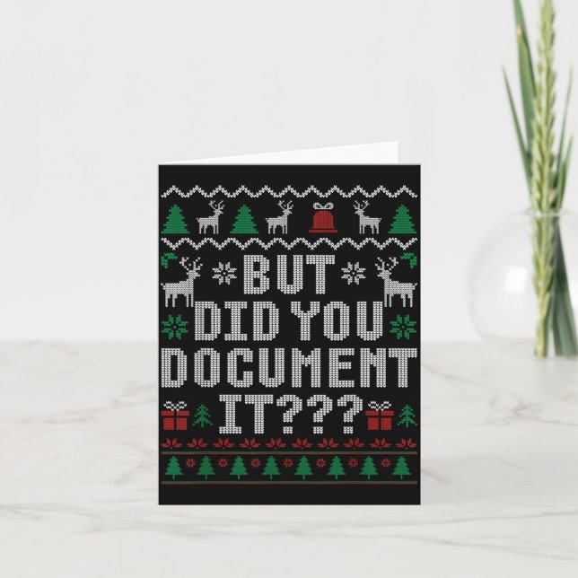 Tarjeta But Did You Doent It Funny Office Christmas Ugly S (Anverso)