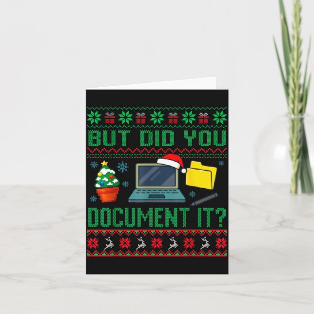 Tarjeta But Did You Doent It Funny Office Christmas Ugly S (Anverso)