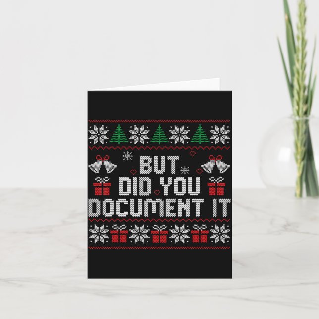 Tarjeta But Did You Doent It Funny Office Christmas Ugly S (Anverso)