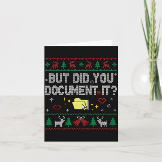 Tarjeta But Did You Doent It Funny Office Christmas Ugly S (Anverso)