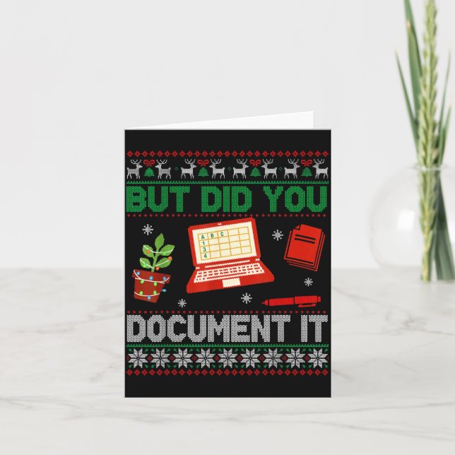 Tarjeta But Did You Doent It Funny Office Christmas Ugly S (Anverso)
