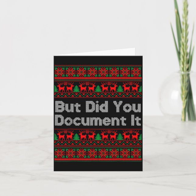 Tarjeta But Did You Doent It Funny Office Christmas Ugly S (Anverso)