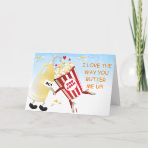 Tarjeta Butter Popcorn Funny Pun Pareja Valentine