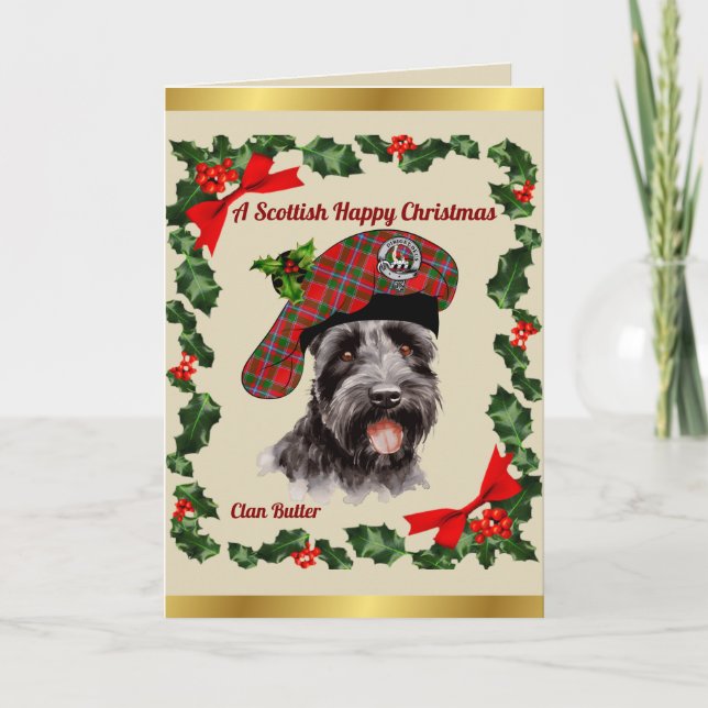 Tarjeta Butter Scottie Perro Navidad personalizada (Anverso)