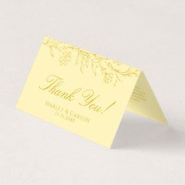 Tarjeta Butter Yellow Floral Wedding Folded Thank You Card