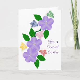 Tarjeta Butterflies Cumpleaños de Primos Personalizados