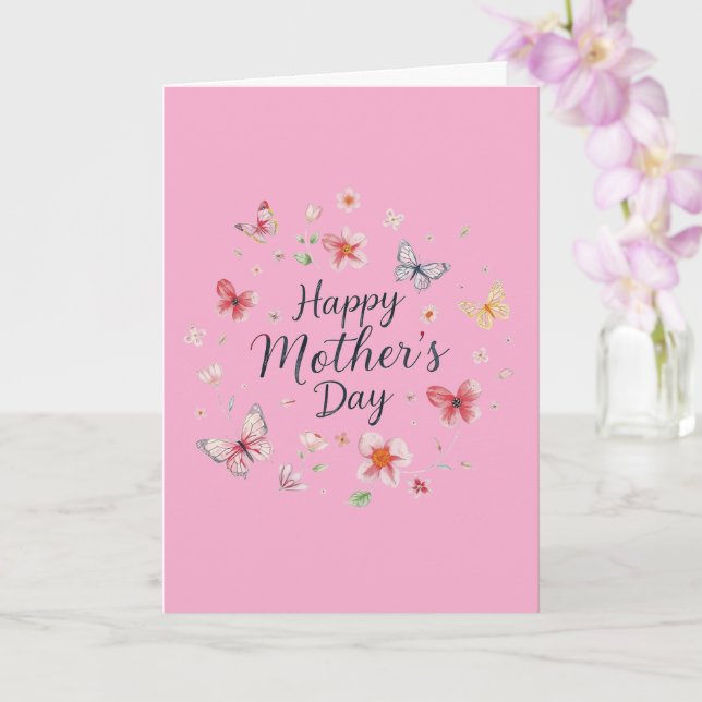Tarjeta Butterfly and Floral Happy Mother's Day Card (Orquídea)