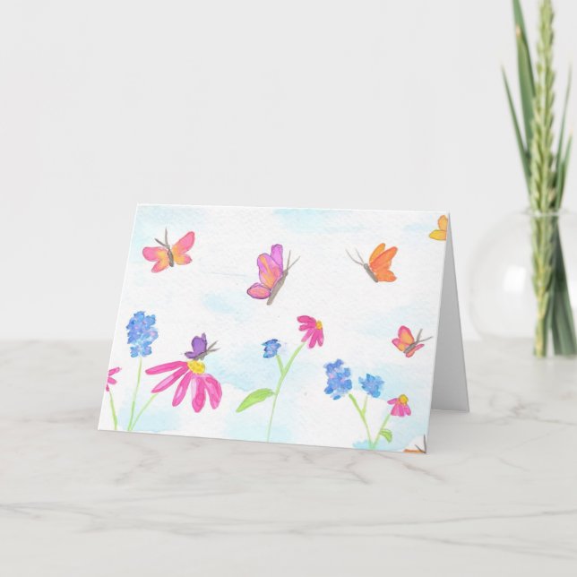 Tarjeta Butterfly & Floral Greeting Card (Blank Inside) (Anverso)