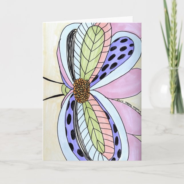 Tarjeta Butterfly Flower Blank (Anverso)