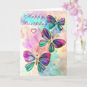 Tarjeta Butterfly Happy Birday Card Butterflies Flying