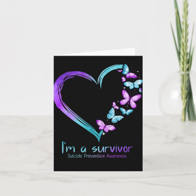 Tarjeta Butterfly Heart Im A Survivor Suicide Prevention  (Anverso)