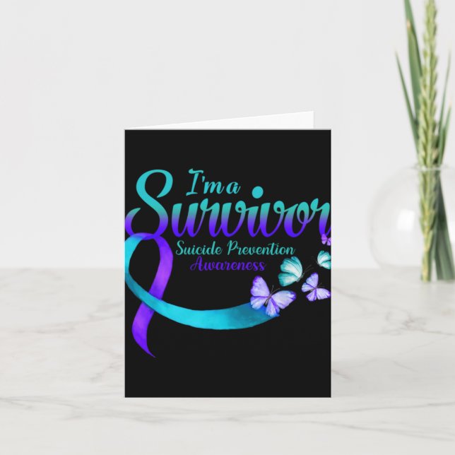 Tarjeta Butterfly Im A Survivor Suicide Prevention Awaren  (Anverso)