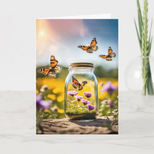 Tarjeta Butterfly Jar piensa en ti