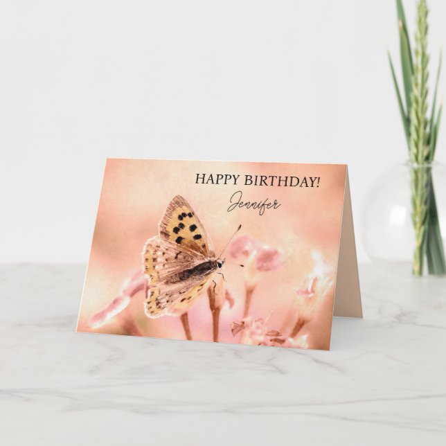 Tarjeta Butterfly personalizado Feliz cumpleaños (Anverso)