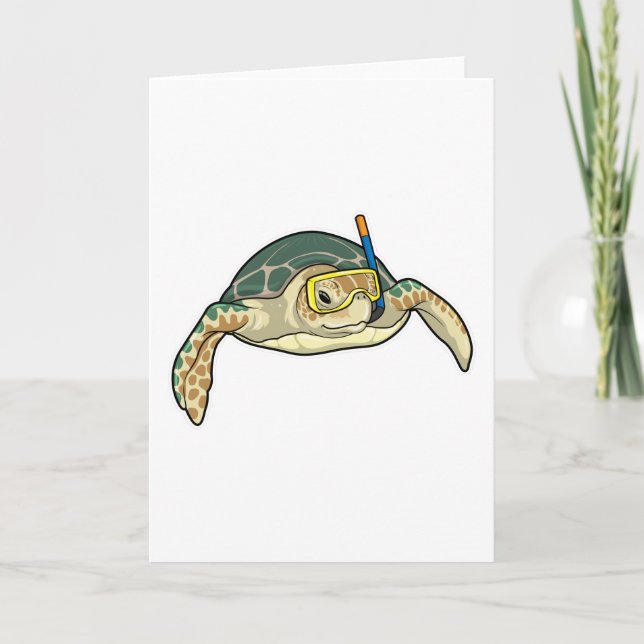Tarjeta Buzo de Tortugas con Snorkel (Anverso)