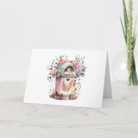 Buzón acuarela con flores y pájaro