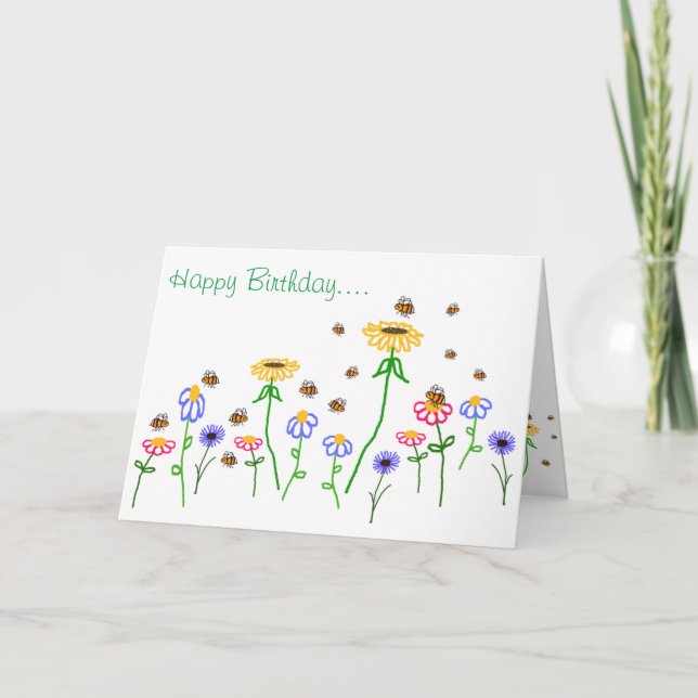 Tarjeta BuzzAboutBees Feliz cumpleaños Bee Garden (Anverso)
