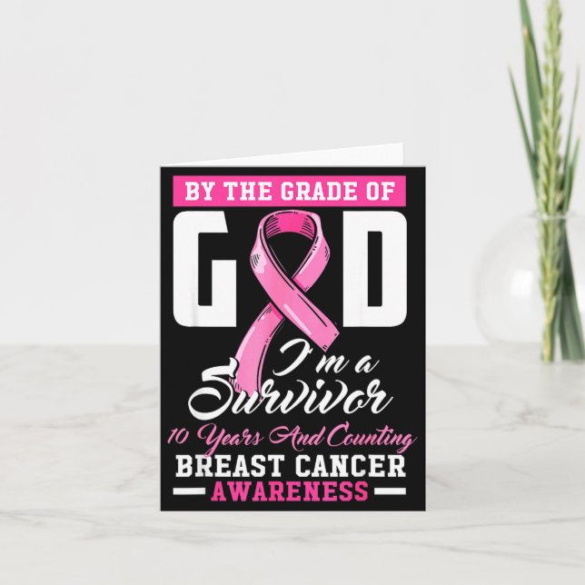 Tarjeta By The Grace Of God Survivor 10 Year Breast Cancer (Anverso)