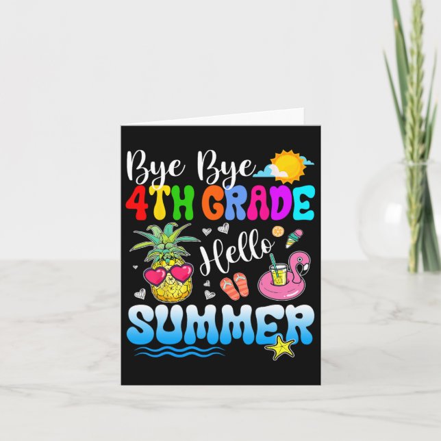 Tarjeta Bye Bye 4º grado Hola profesor de graduación de ve (Anverso)