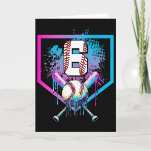 Tarjeta Bysebyll Drip 6º Cumpleaños Home Plate Niños Juven
