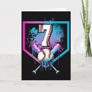 Tarjeta Bysebyll Drip 7º Cumpleaños Home Plate Chicos Juve