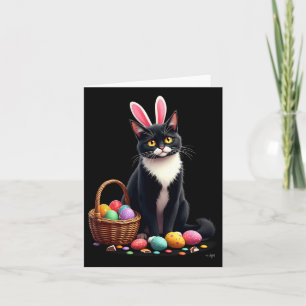 Tarjeta Bysket de huevo de gato de conejo de Pascua