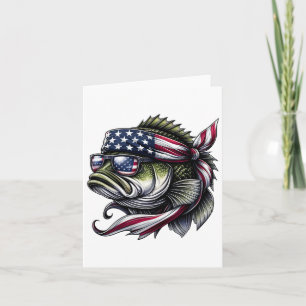 Tarjeta Byss American Usa Flag Sungles 4 de julio Fish Fi