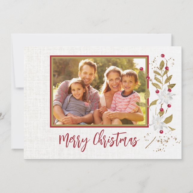 Tarjeta Ca de Navidades de la familia Poinsetta y Red Berr (Anverso)