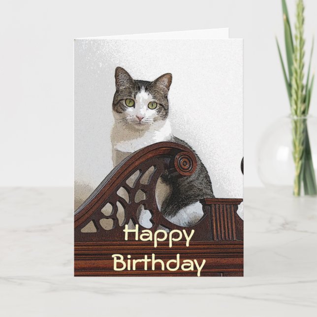 Tarjeta CA gatito del cumpleaños (Anverso)