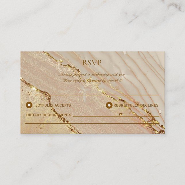 Tarjeta Ca RSVP de Boda con tinta de alcohol elega (Anverso)