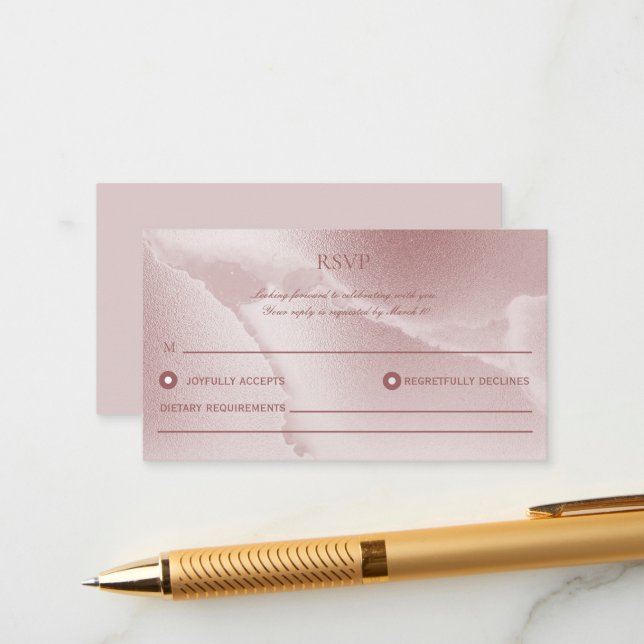 Tarjeta Ca RSVP de matrimonio con tinta de alcohol (Anverso/Reverso In Situ)